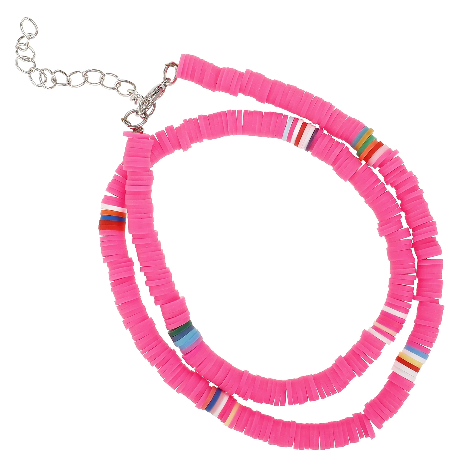 

Clay Alloy Necklace Lightweight Durable Soft Ceramic Circular Kette Damen Choker Pastell Boho Clay Pendant Woman Metal Summer