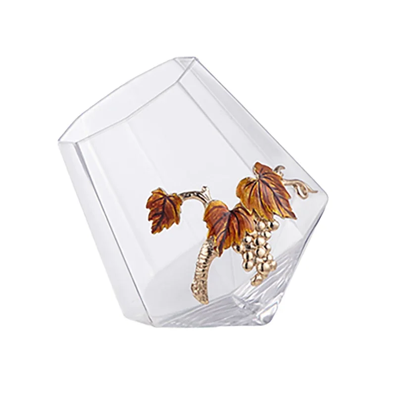 Whiskey glass, European court style enamel color creative non-pouring octagonal cup glass foreign wine cup gift