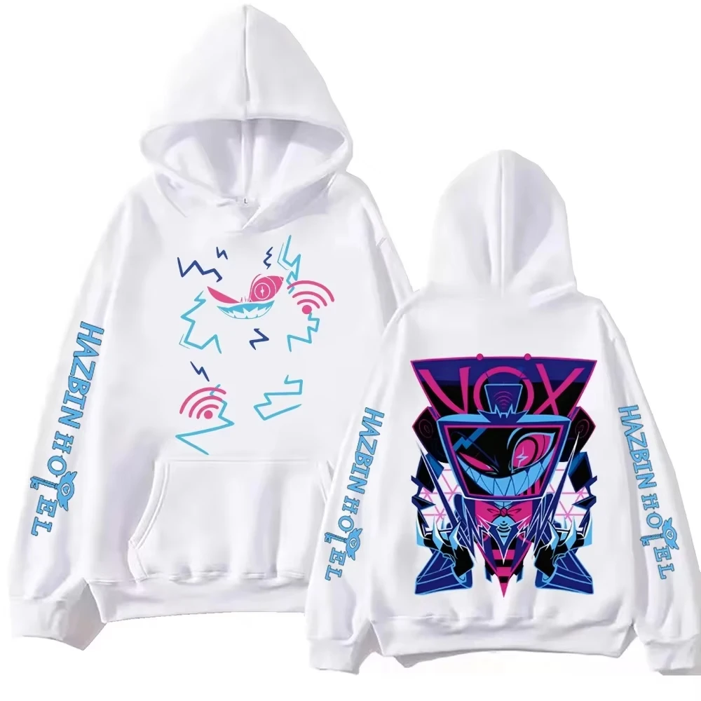 Hazbin Hotel Vox Grafik-Hoodie, Unisex, Anime-TV-Dämonen-Print, lässiger Oversize-Sweatshirt, Harajuku-Streetwear, Kapuzenpullover, Oberteil – Detail 3
