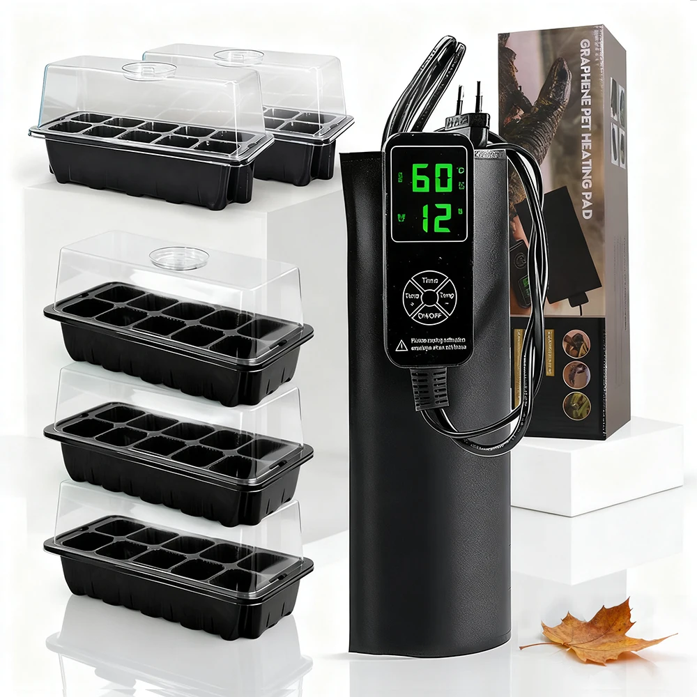 35 واط الشتلات لوحة التدفئة مع 10 صينية انتشار الخلايا و توقيت ترموستات داخلي البستنة إنبات عدة الحضانة دفئا حصيرة #1