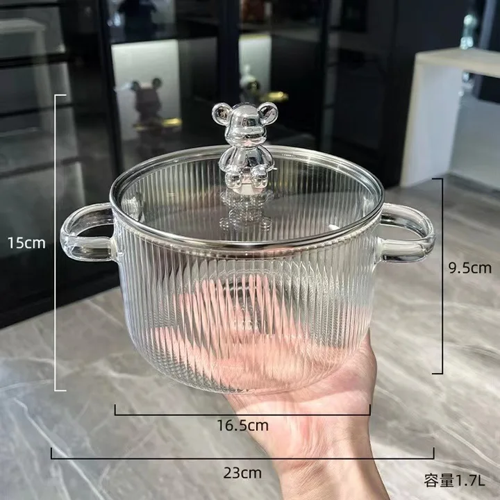 Free Shipping Large Capacity Glass pot, high borosilicate heat-resistant foam pot, household food cooking pot