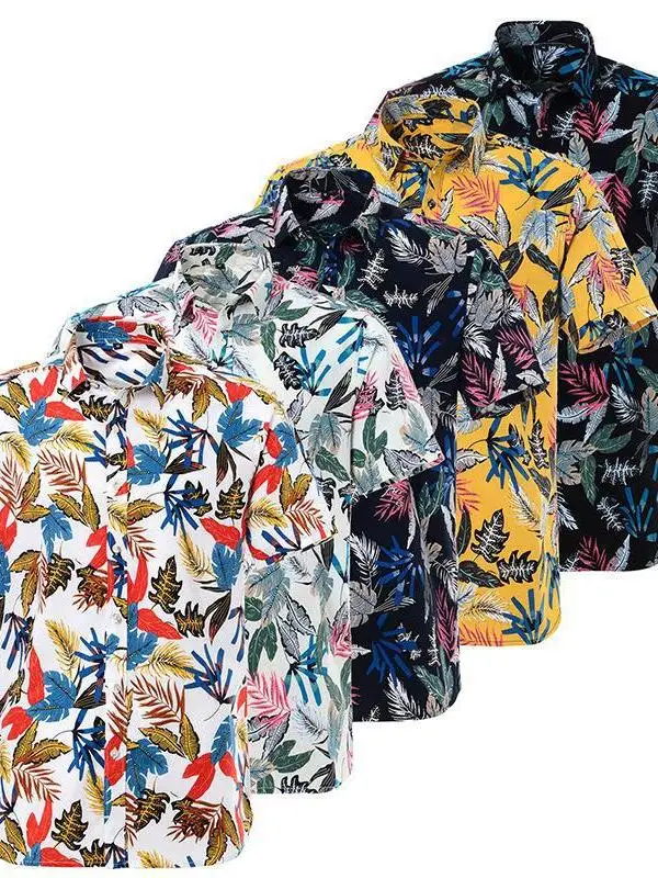

Hawaiian Print ort Sve irt Men's Printed Collared Summer Casual Breathable Faionable Youthful Lightweight irt