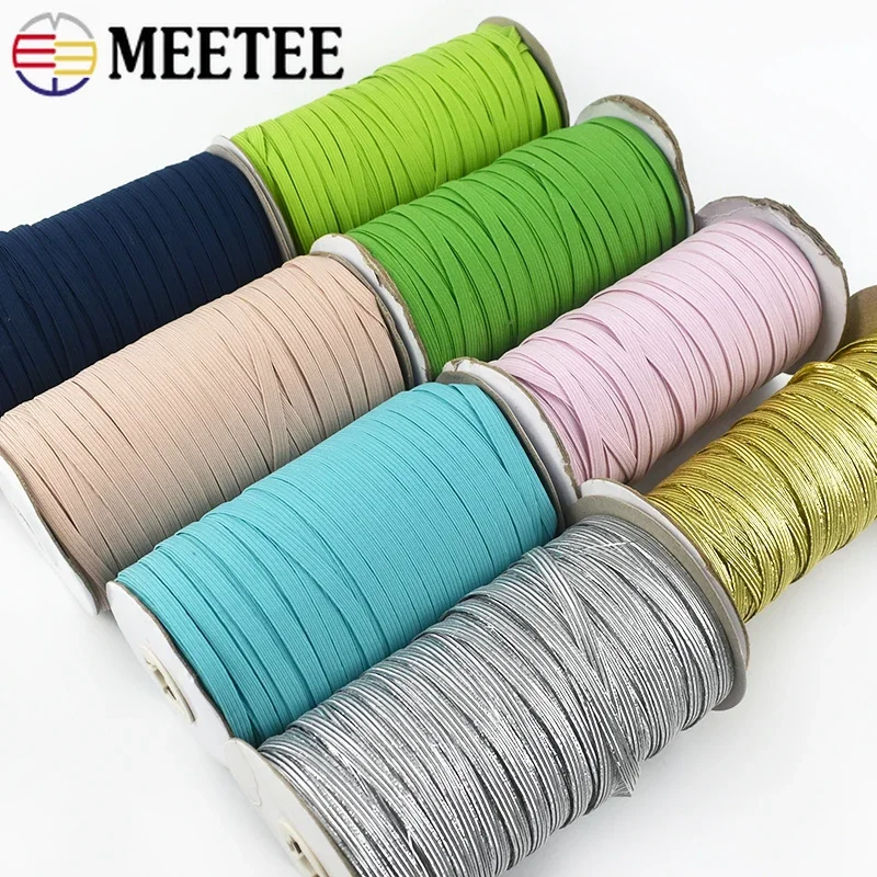 30 metri Meetee 6mm Corda elastica Elastici piatte Fascia per capelli Maschera Notebook Scarpe Nastro Nastro elasticizzato Indumento Accessori per