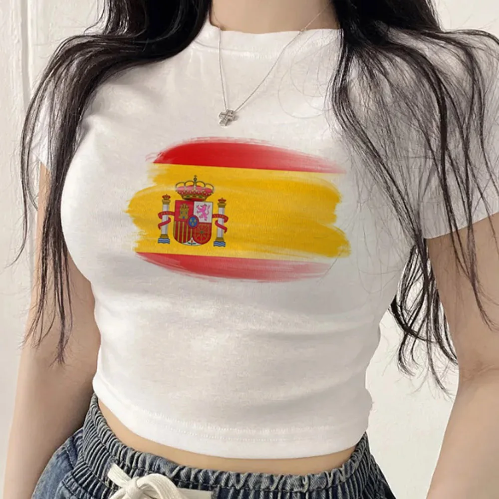 Spain crop top women vintage manga dollette t-shirt japan cute jojifuku meme harajuku