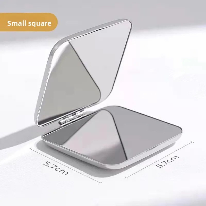 개인화 된 휴대용 여성 스테인레스 스틸 메이크업 거울 핸드 포켓 접힌 측면 화장품 메이크업 거울 작은 다양한 모양