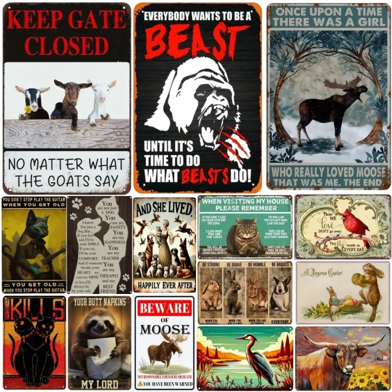 

Metal Tin Poster Animal Knowledge Metal Tin Signs Posters Plate Wall Decor for Bars Restaurant Cafe Clubs Retro Posters Plaque