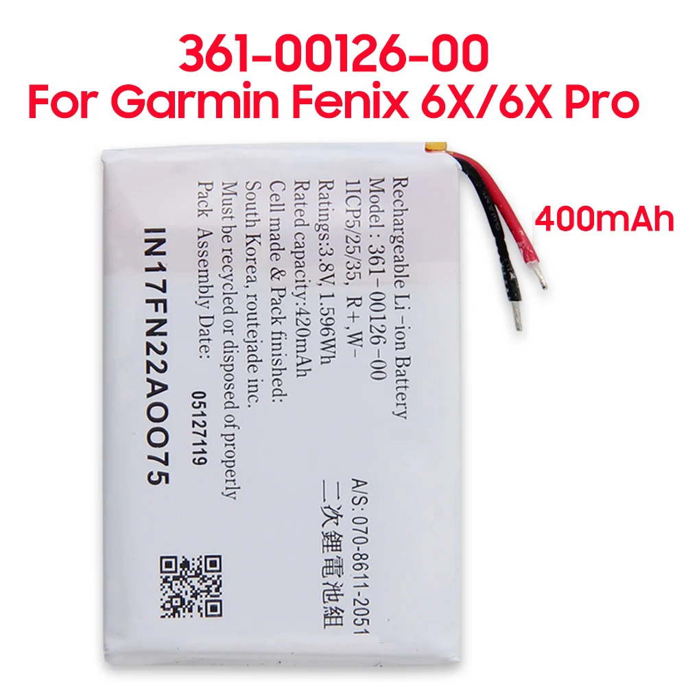 Replacement Battery 361-00126-00 361-00086-12 For Garmin Fenix 6X Pro 6S Pro Vivoactive 3 Music