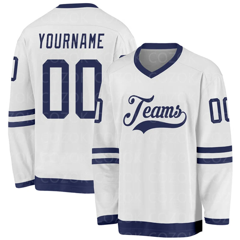 Custom White Black Hockey 3D Print You Name Number Men Women Ice Hockey Jersey Competition Training Jerseys