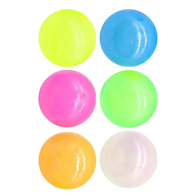 Stress Relief Fun Ceiling Balls 6X Sticky Wall Balls Kids Sensory Toys High Bounce Anti-stress Ball In The Dark Lighting Decor