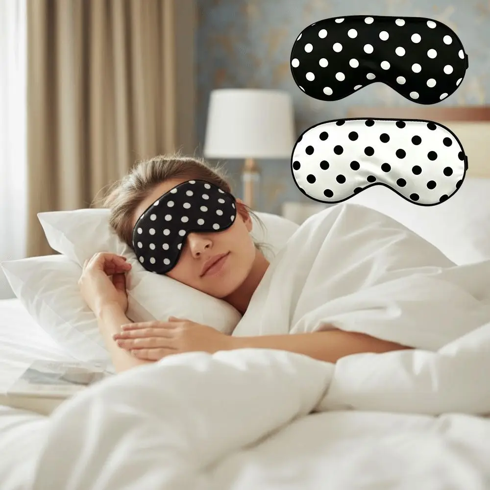 Polka Dot Sleeping Eye Covers Soft Texture Breathable Eye Protection Mask Adjustable Strap Shading Eye Covers Airplane Use