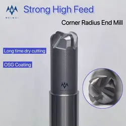 Parmak Frezeler Güçlü Yüksek Besleme Köşe Yarıçapı Karbür Uçlu Değirmen R1.5 2 Çelik CNC İşleme Araçları Yönlendirici Bit Metal Kesici