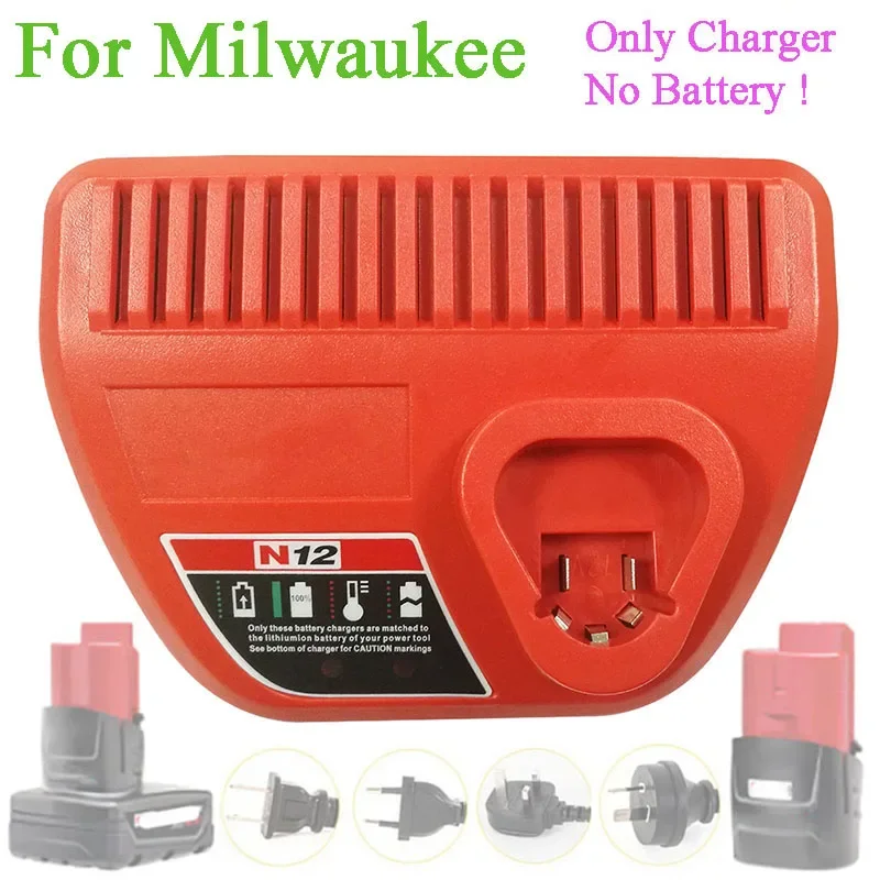 Caricabatteria agli ioni di litio N12 per Milwaukee 10.8V 12V 48-11-2402 48-11-2440 Batteria agli ioni di litio Serise Accessorio per elettroutensili
