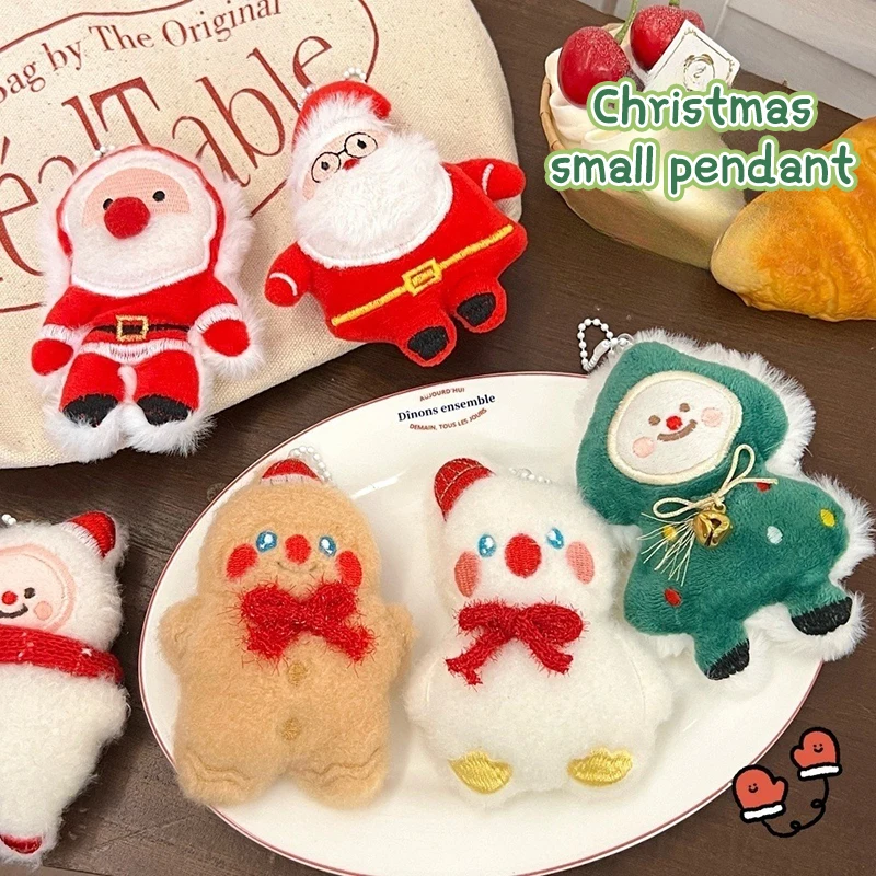 1Pcs Christmas Plush Keychain Toy Christmas Tree Santa Claus Snowman Socks Stuffed Doll Pendant Backpack Bag Decor