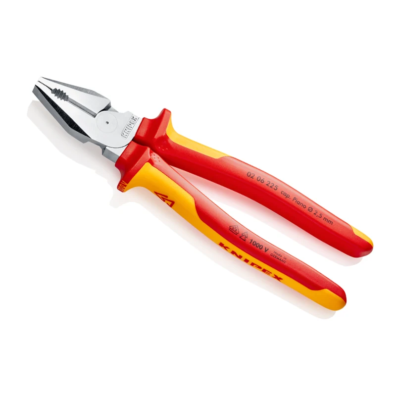 KNIPEX 02 06 225 Insulated And Labor-saving Wire Pliers 9-inch Chrome Plated Dual Material Dual Color Handle Cutting Tools