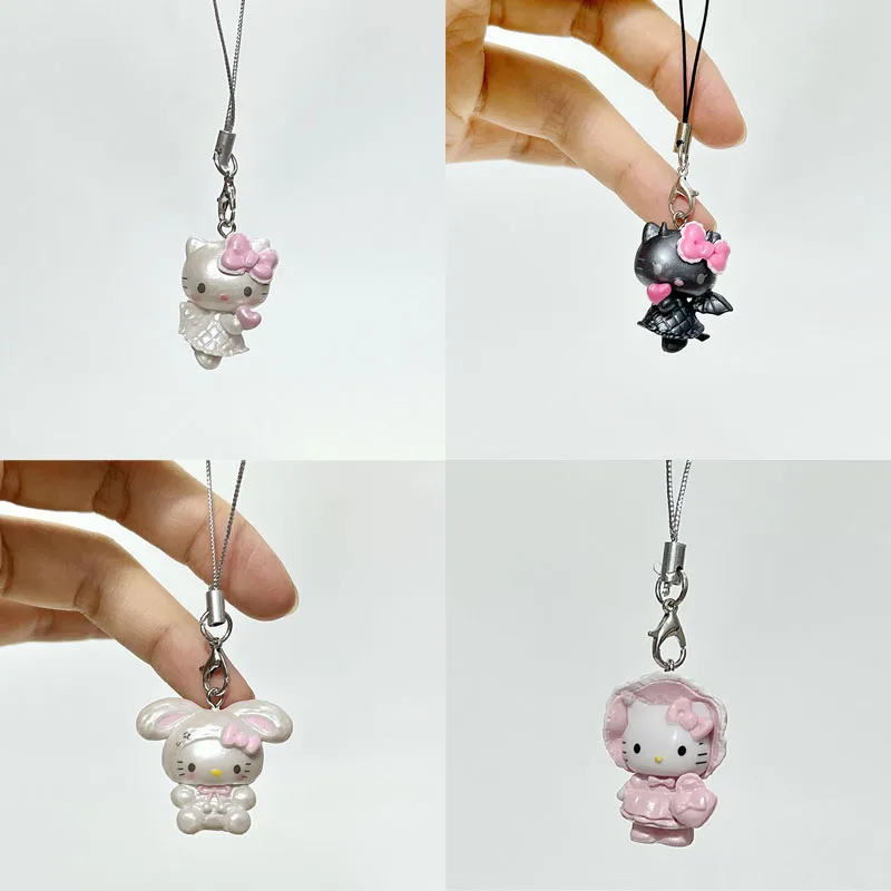 

Mini for Hello Kitty Dolls Keychain Toys Kawaii Anime Kuromi Toy Diy Backpack Pendant Kids Birthday Christmas Gifts