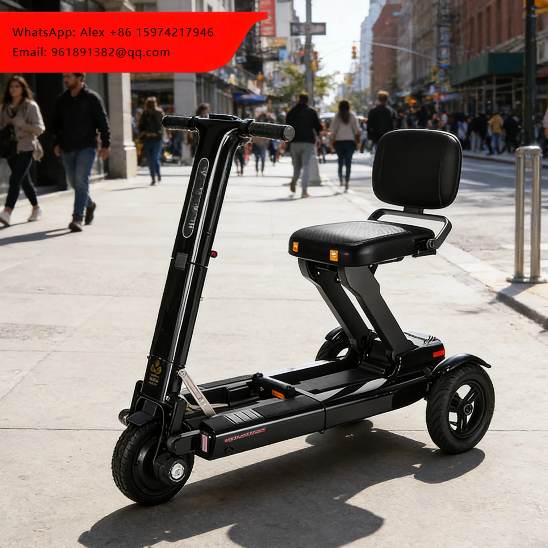 

High Power Brushless Motor 26KG Aluminum Alloy Automatic Folding 36V Battery Adults Mobility Scooter Road Travel 3 Wheels Elders
