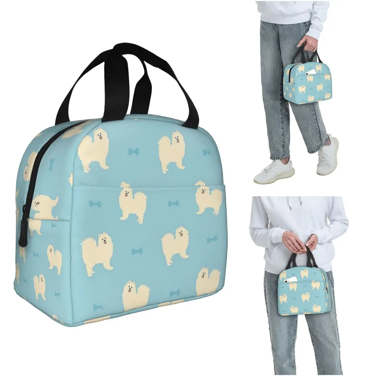 

Термосумка для обедов с изображением собаки породы самоед для женщин и детей, портативная термосумка для еды, термосумка-тоут