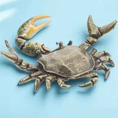 خمر السلطعون المتعثرة النحاس كراب مكتب حلية حامل قلم لمكتب ديكور المنزل المعادن الحيوان مصغرة الديكور #6