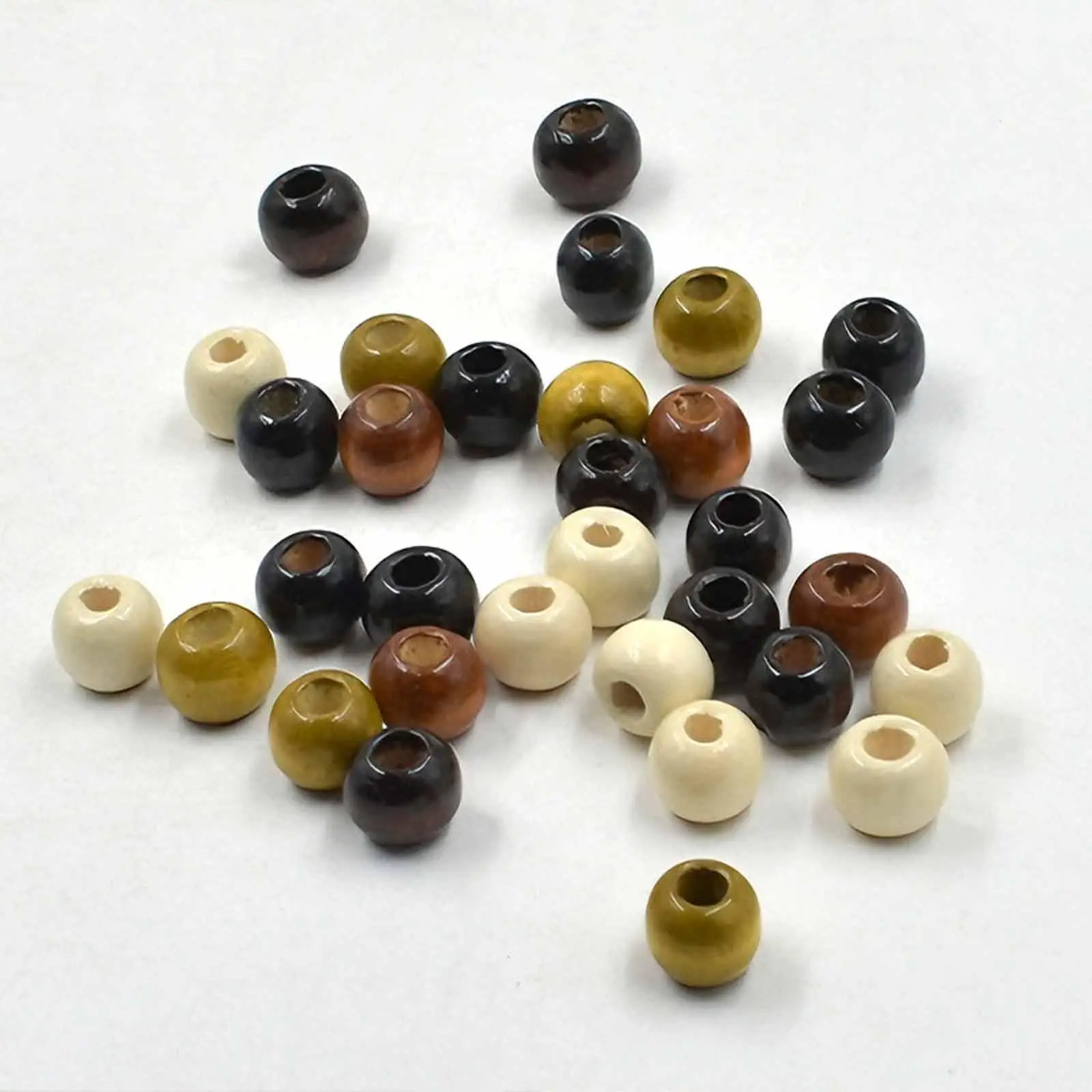 Painted Wooden Beads Large Hole 10mm Round Spacer Bulk for Handmade Bracelets Necklaces Hair Crafts Accessories