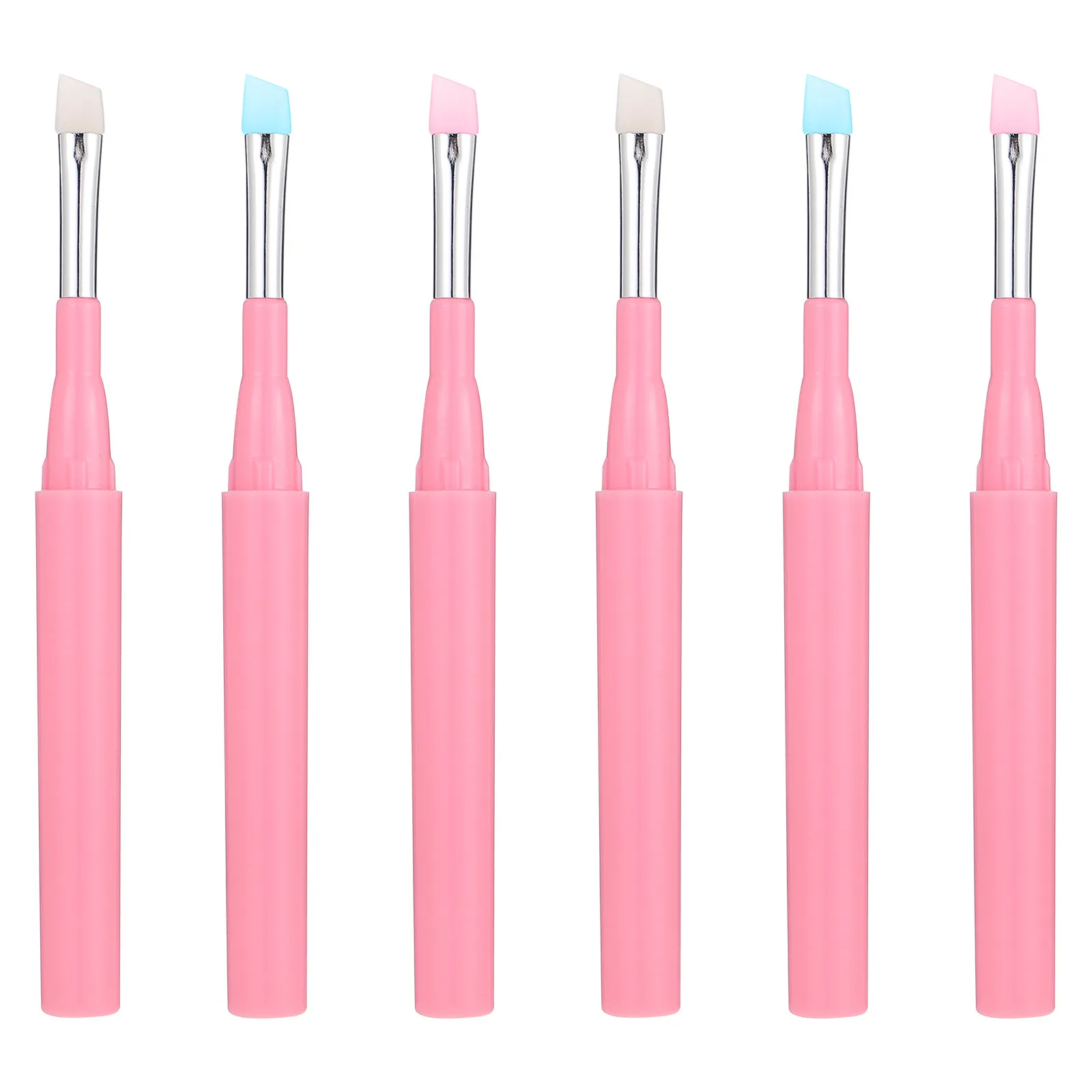 6Pcs Silicone Eyebrow Brush Professional Multi-Use Makeup Tool for Lip Balm Gloss Powder Eyeliner Portable Applicator