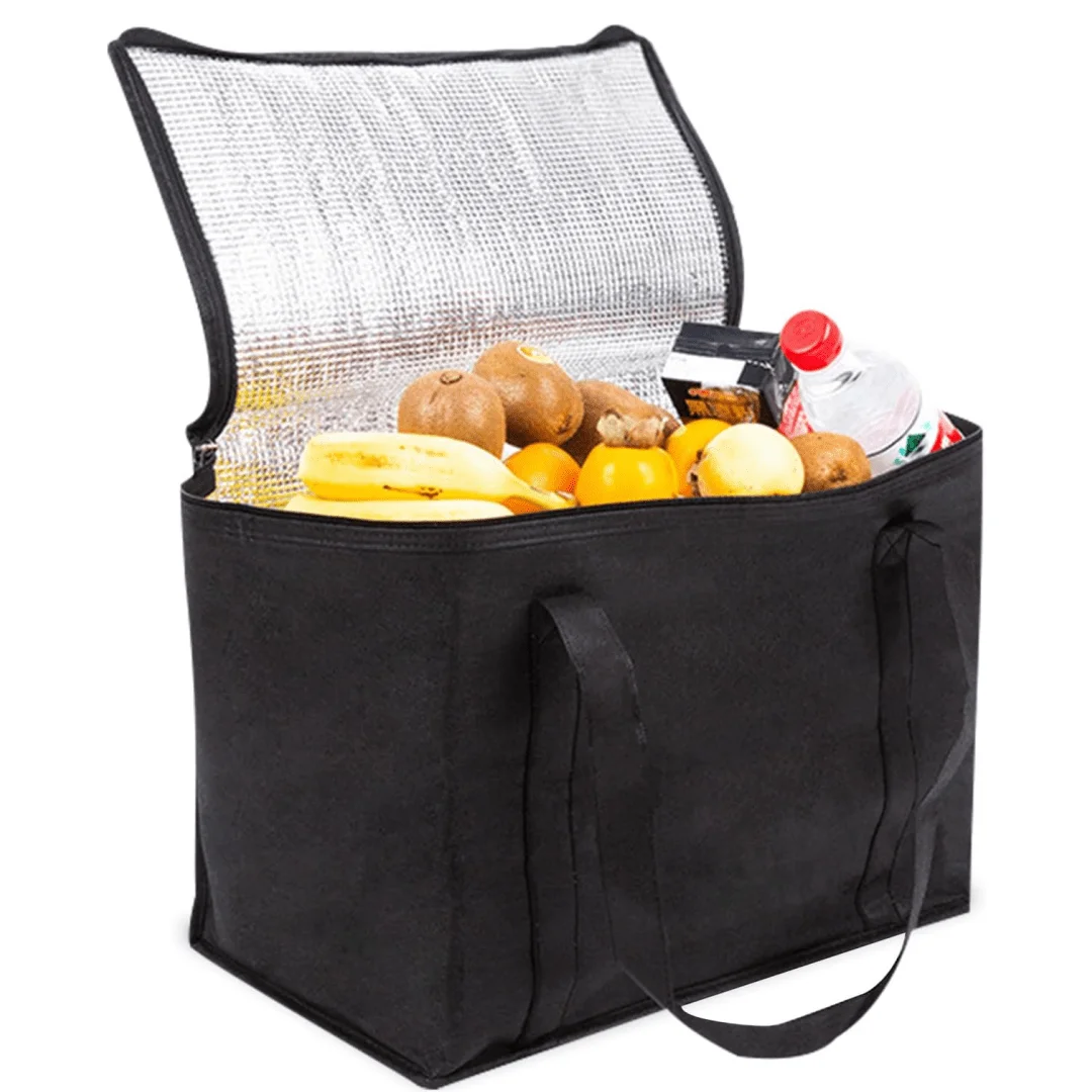 قطعة واحدة من حقيبة البقالة المعزولة - قابلة للطي، تستقيم لتوصيل الطعام والبقالة والسفر، وقابلة لإعادة الاستخدام بسحاب. #1