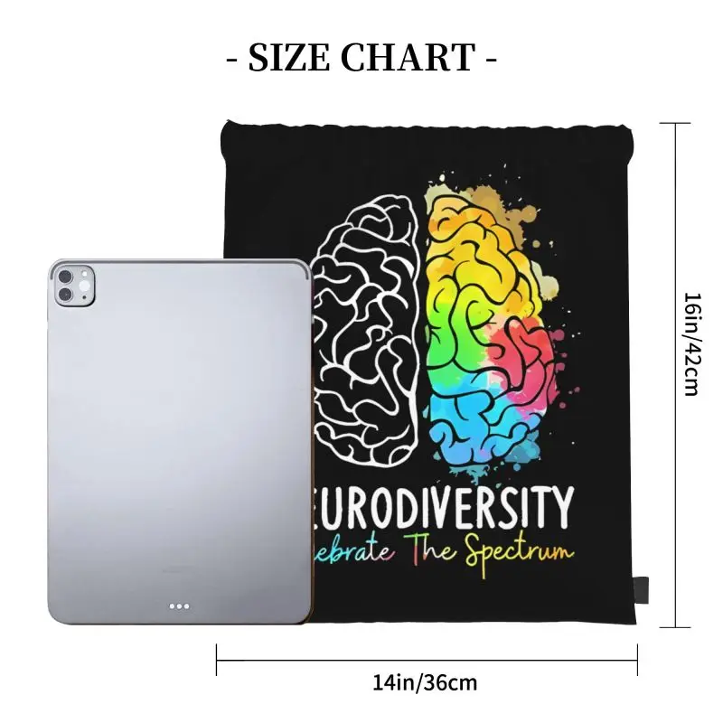 Neurodiversity Autism Spectrum Asd Adhd Rainbow Brain P-21 Drawstring Bags Gym Bag Newest Outdoor Running