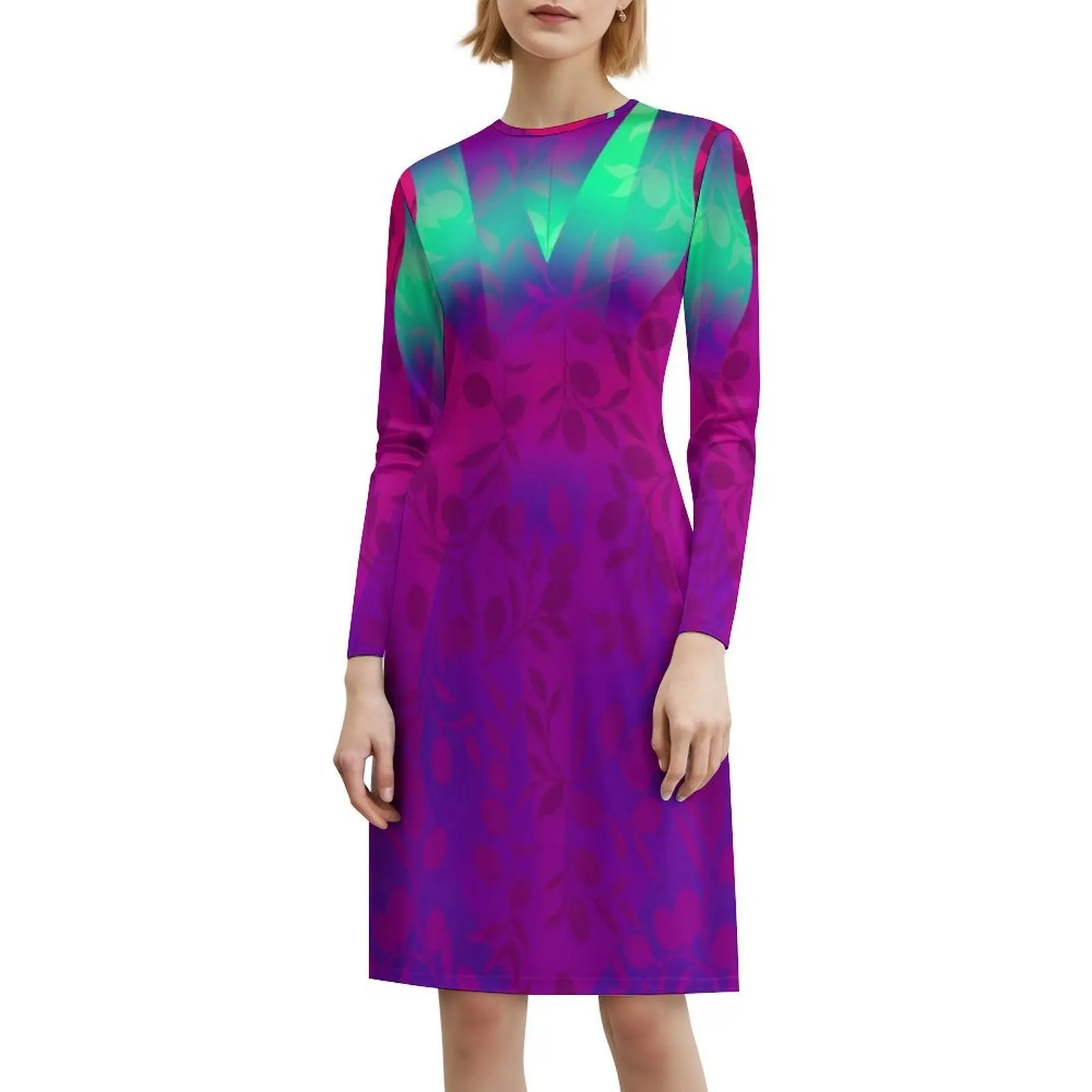 Verde roxo vestido estilo preppy mini vestido para mulher a linha solto ajuste casual vestido de dia verde roxo sueknox sue knox feminino