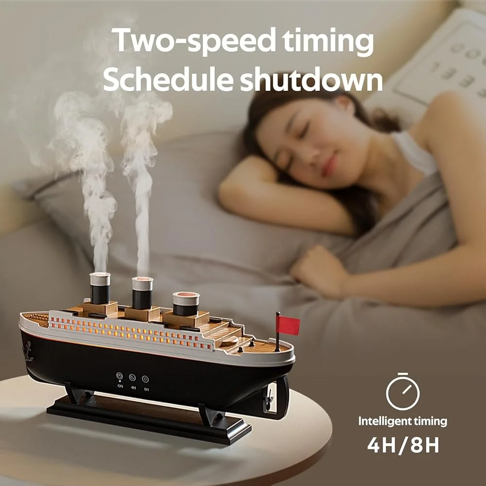 Titanic Luftbefeuchter, Quallen-Diffusor, kühler Nebel, Aroma, ätherisches Öl, Fernbedienung, 7 LED-Licht, 2 Nebelmodi, leiser Betrieb