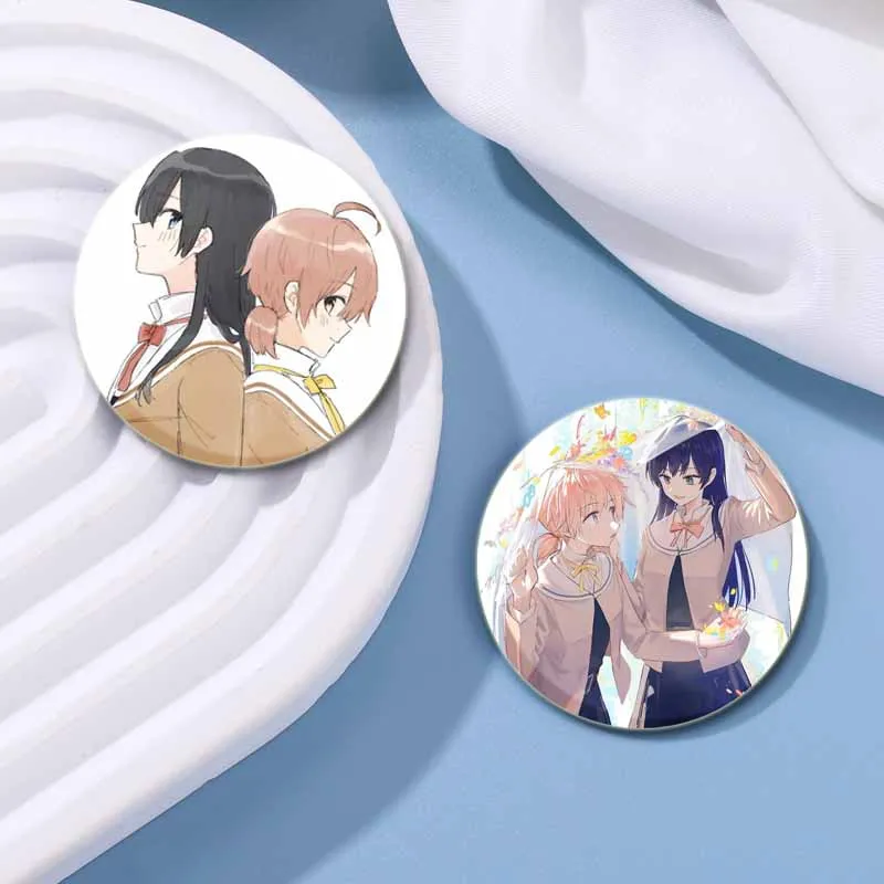 32/44/58mm Anime Bloom Into You Simple Button Pin Snap in Design Brooch Daily Stylish Ornament Badge Gifts for Friends