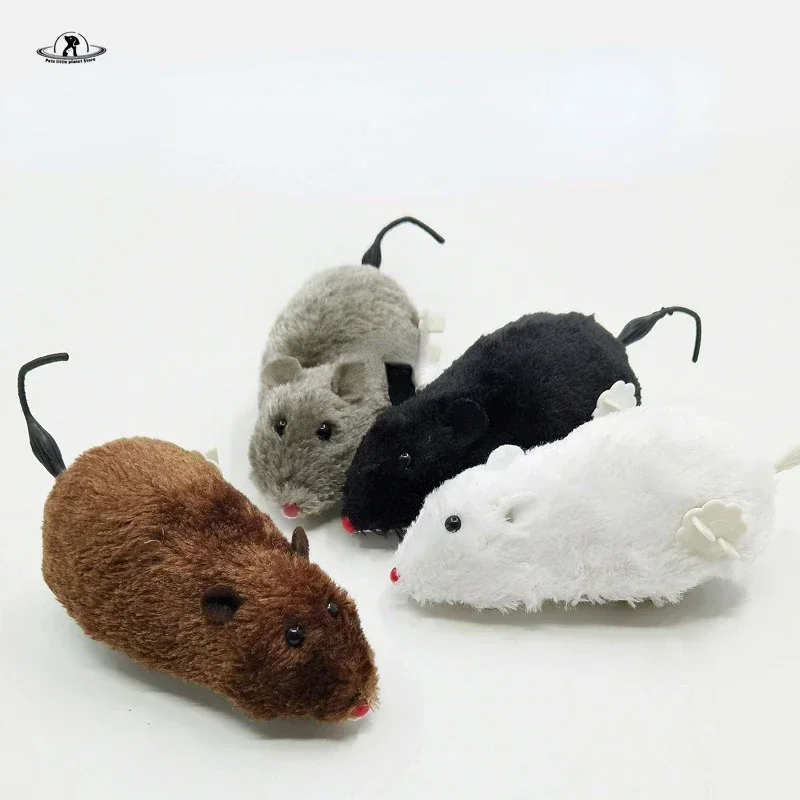 Hot Creative Funny Clockwork Spring Power Plush Mouse Toy Cat Dog Playing Toy Mechanical Motion Rat Pet Accessories Cat Toys