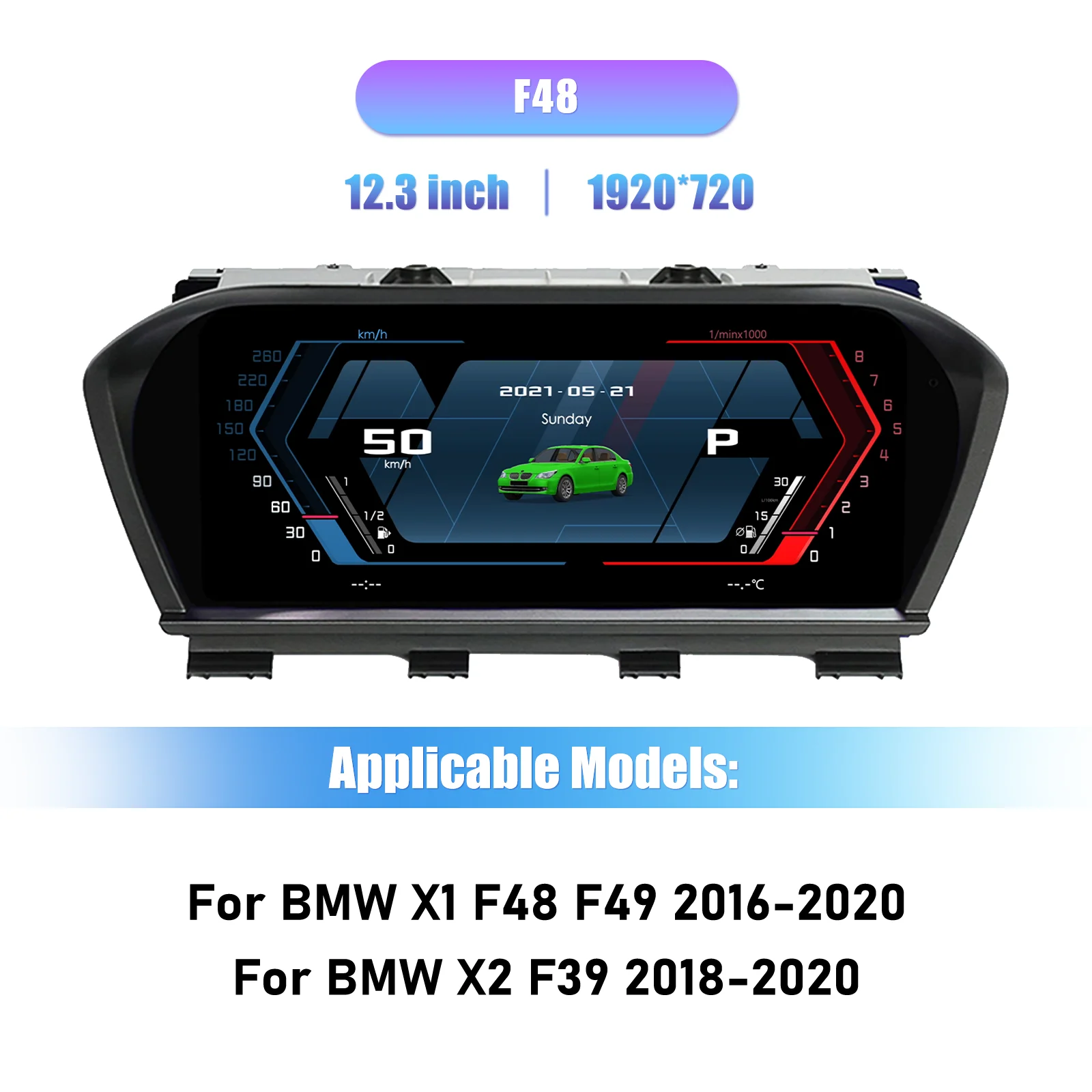 Digitaal dashboardcluster voor BMW X1 F48 F49 2016-2020 X2 F39 2018-2020, virtuele cockpit snelheidsmeter instrumentenpaneel