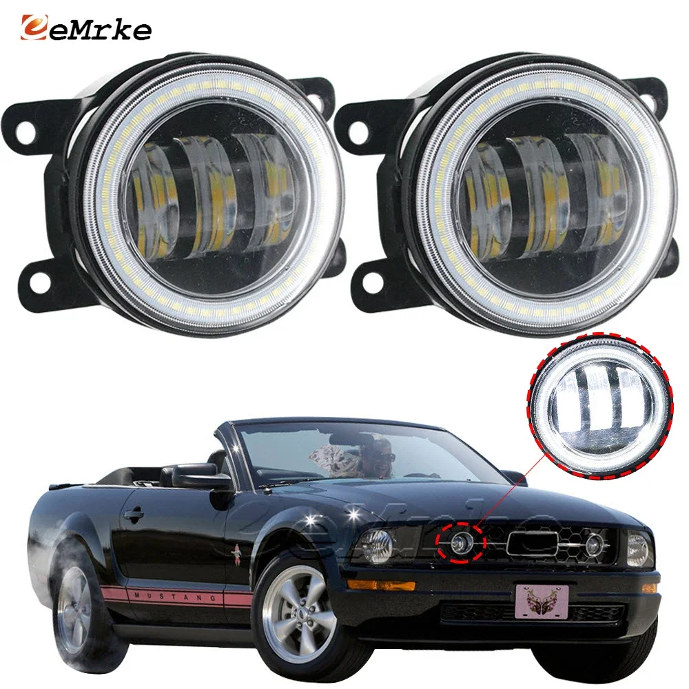 

Led Fog Lights Assembly Angel Eye Halo Ring DRL Daytime Running Lamp for Ford Mustang with Pony Package 2005 2006 2007 2008 2009