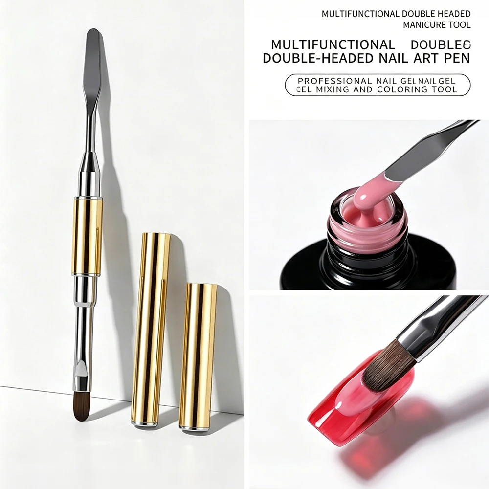 Gel Brush & Picker, 2 IN 1 Design Nail Brush and Spatula,Gel Nail Brush Tool for Acrylic Nails Extension Gel