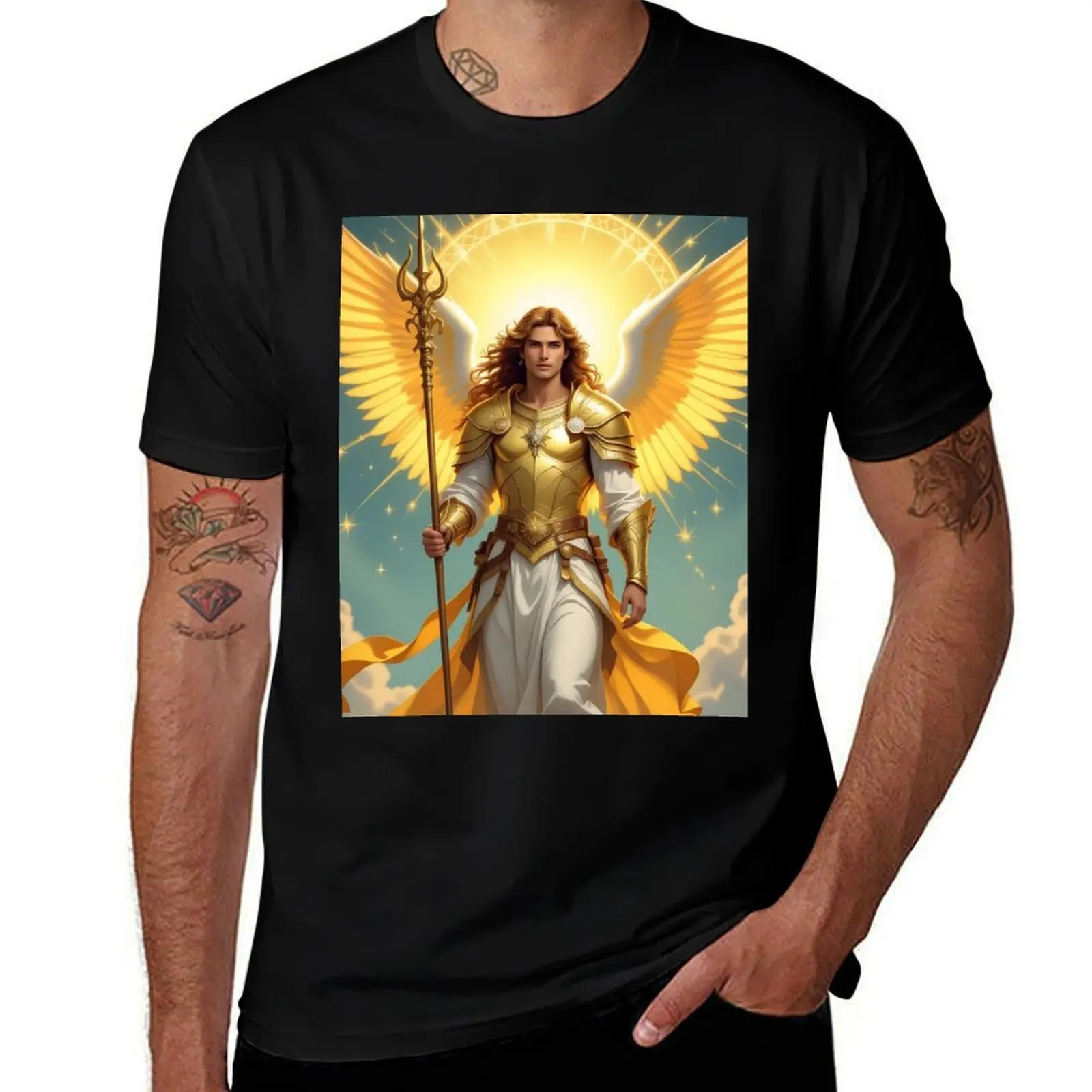 

Archangel Michael T-Shirt sports fans boys whites funny meme t-shirts rapper graphic tees tee shirts for men