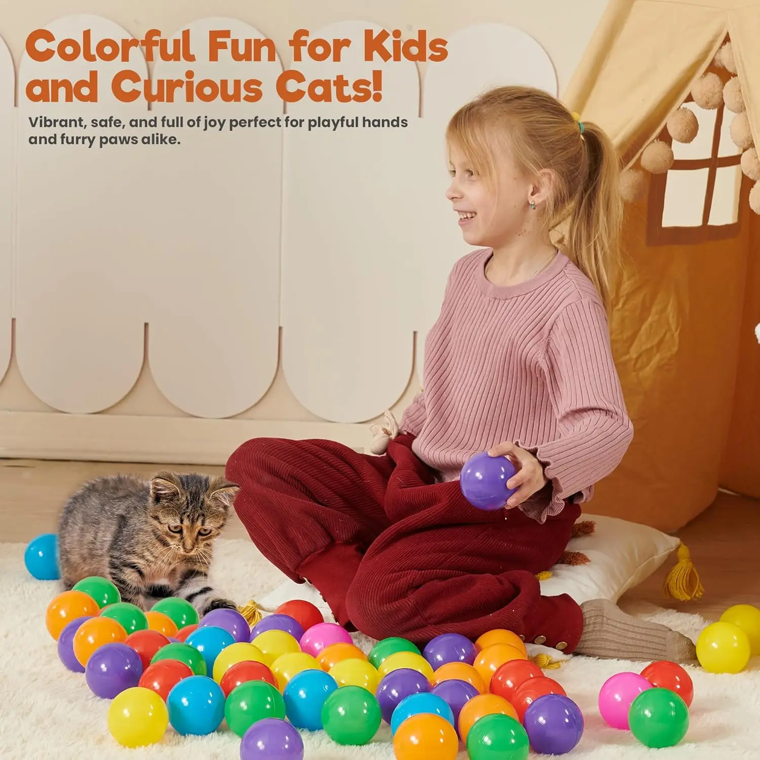 Ball Pit Balls para Crianças – Pacote de 50 (7cm) |   Bolas de cercadinho de plástico à prova de esmagamento, sem BPA e cor arco-íris |   Bolas de poço para brincar em ambientes internos