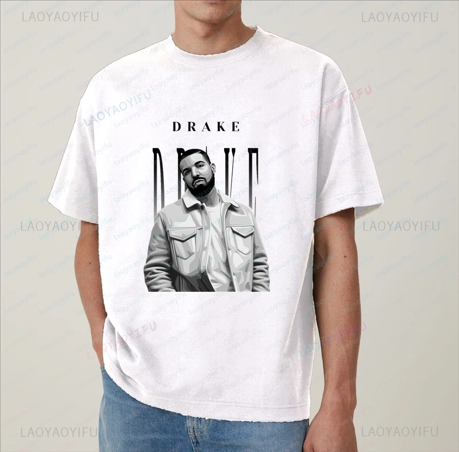 Famous Rapper Drake Classic Poster Printed Shirt, Everyday Casual Street Wear, Spring Summer Men's Top Cotton 0 Neck T-shirt
