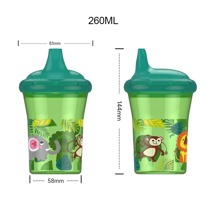 260ml Baby Spill Resistant Cup Toddler Bite Resistant Cup BPA Free Newborn Training Cup Bottle Randomised pattern