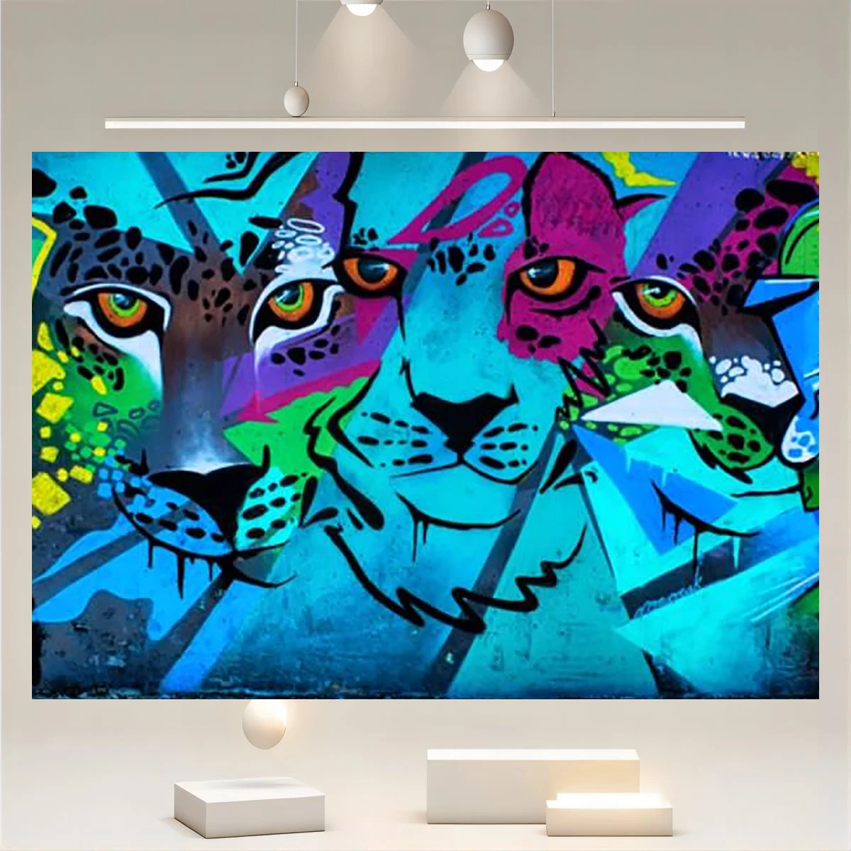 Creepy Face Street Painting Backdrop Art Theme Classic Tiger Animal Music Decoration Hip Hop Subway Tunnel School Photography