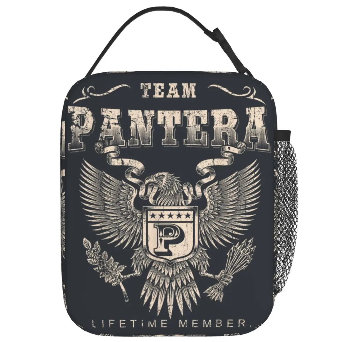 

Team Pantera Lifetime Member Pantera Name Сумка для обеда Портативная коробка для завтрака Дорожная сумка-холодильник с принтом Ретро Оксфордская сумка для еды