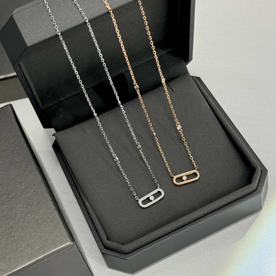 

Exquisite Jewelry 925 Pure Silver Women's Necklace With A Sliding Stone.Romantic Wedding Jewelry Accessories Anniversary Gift