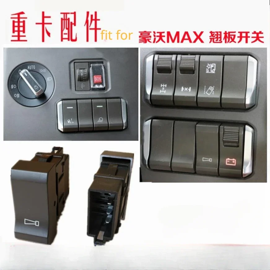 MAX Cab Turn Over Drench Rocker Switch Working Lamp Trumpet Boat Shape Switch Headlights I/O Switch for Sinotruk Howo Accessorie