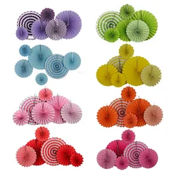 Kids Boy Girl 1st Birthday Party Favor Blue Pink Set Mixed Size Folding Paper Fans Wedding Ceremony Events Holiday Decor