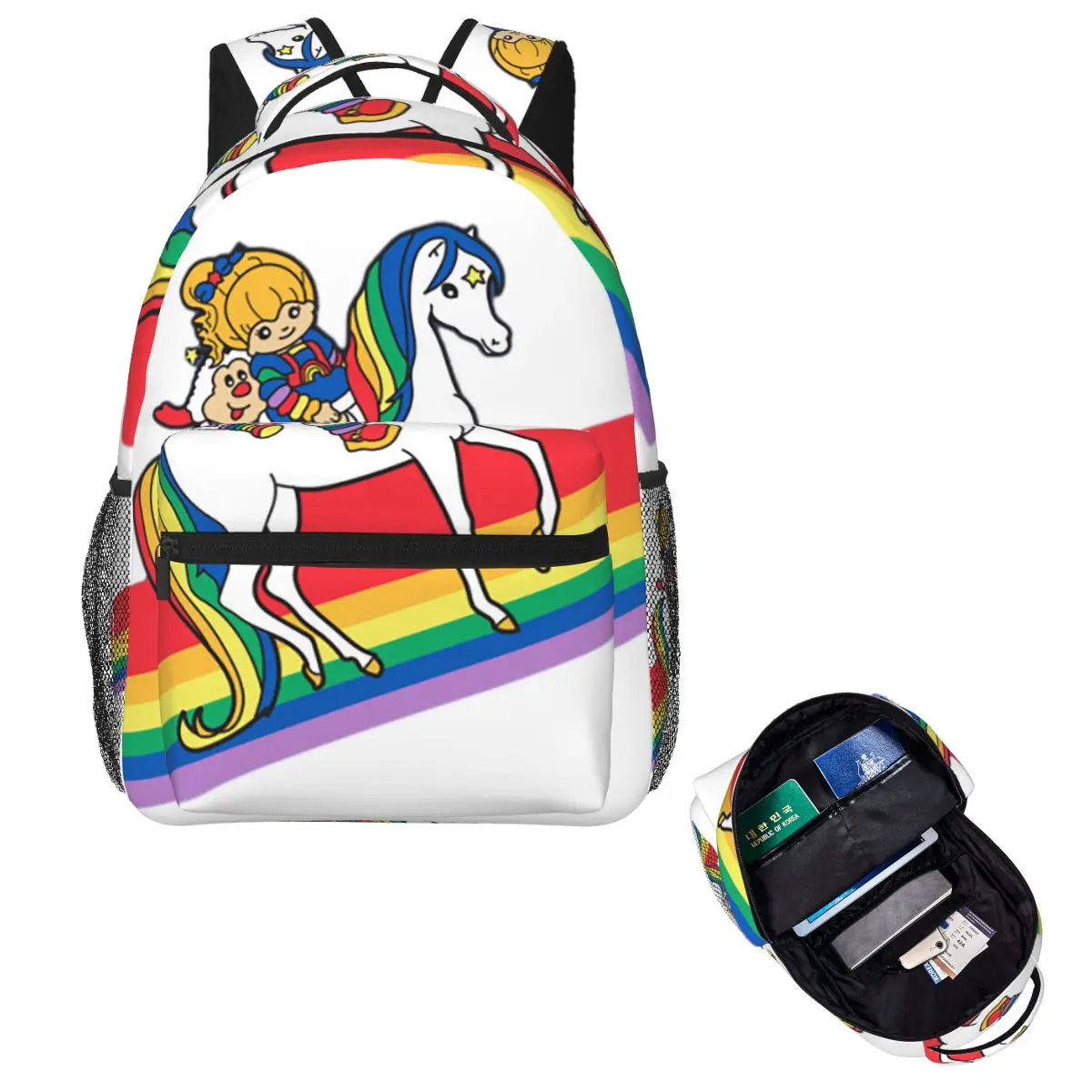 Rainbow Brite And Friends - レトロ 80 年代の漫画デザインのバックパックホットセールデイパック男の子女の子ブックバッグスクールバッグショルダーバッグ