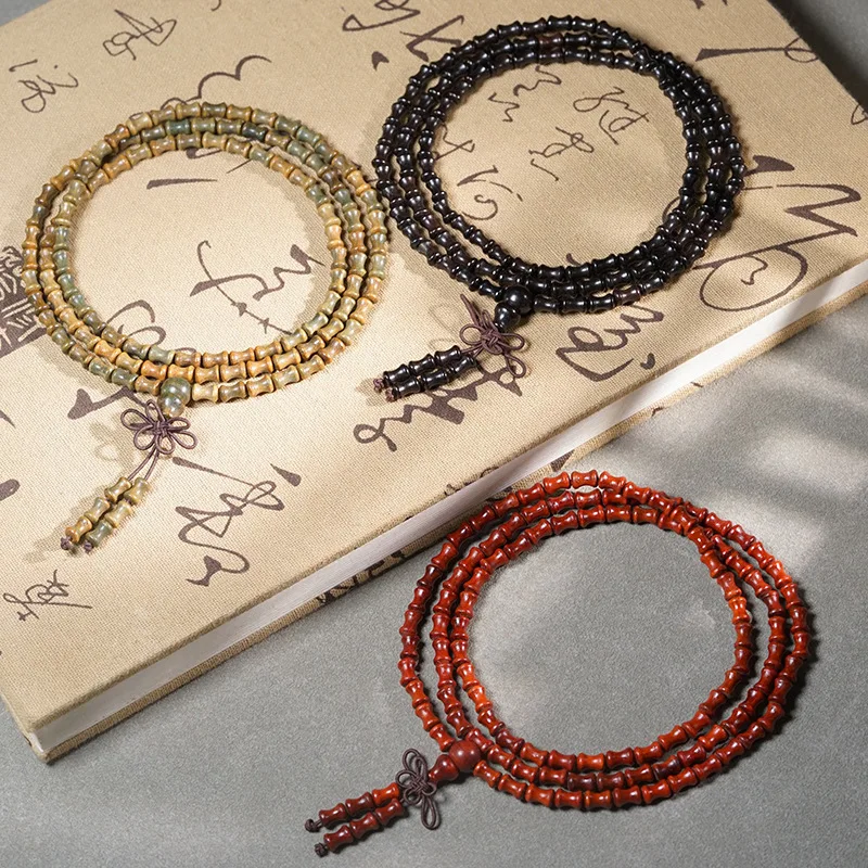 

Purple Black Blood Sandalwood Buddha Bead Bracelet Hand String Bamboo Style Cultural Play Prayer Handheld Neck Wooden jewelry