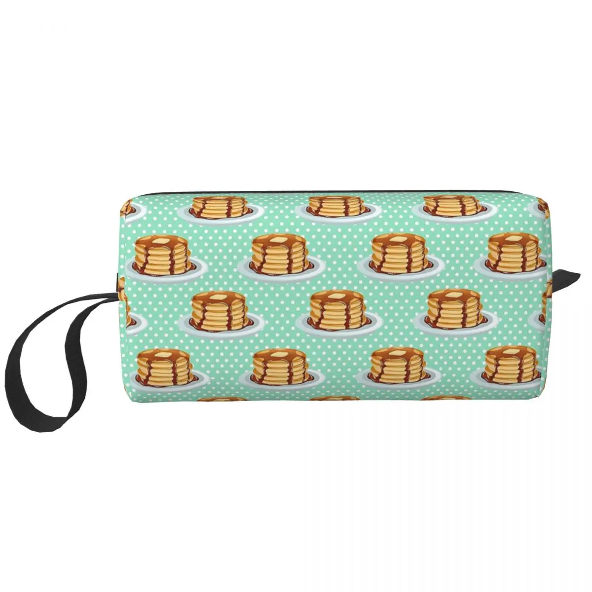 Pancakes With Maple Syrup Pattern Makeup Bag Cosmetic Storage Dopp Kit Toiletry Cosmetic Bag for Women Beauty Travel Pencil Case