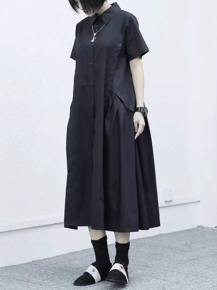 

Ladies Dress Summer New Irregular Splicing Design Deconstruction Leisure Loose Fashion Large Size Shirt Skirt