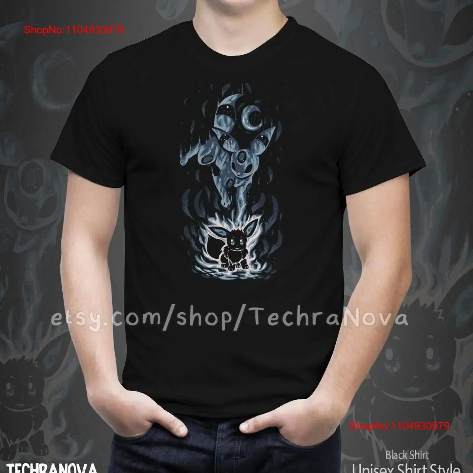 La evolución oscura dentro de Eon Mon Evolves EeveeUmbreon camiseta poke silueta videojuego vintage lavado elegante cómodo