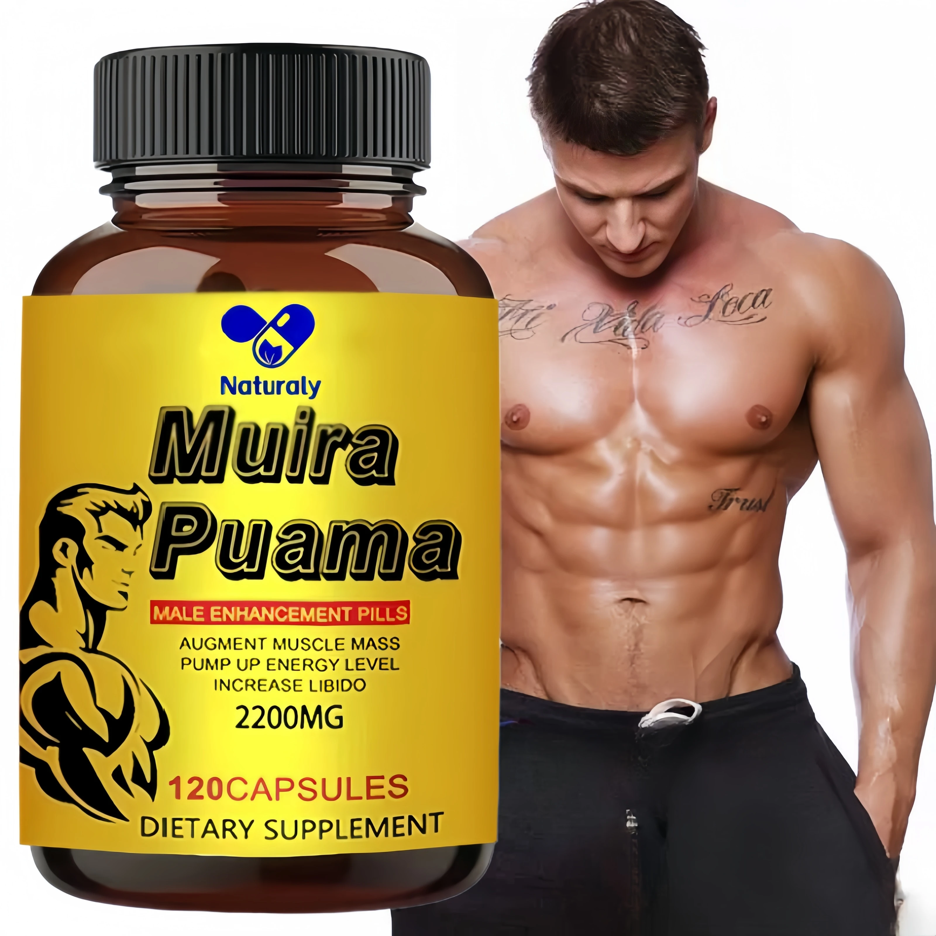 Muira Puama Extract - Men's Sports Performance Supplement, Muscle Building Capsules