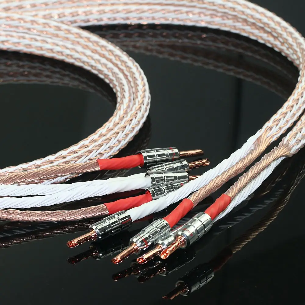 كابل مكبر صوت Jinbao 12tc عالي الدقة، كابل مكبر صوت 7NOCCHiFi 24 كور، زوج واحد من كابل توصيل مكبر كهربائي
