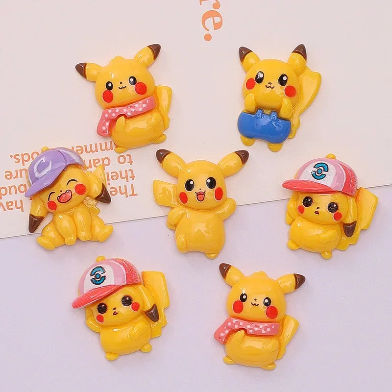 5pcs Cartoon Animals Pokemon Pikachu Flatback Resin Charms Crafts Embellishments Diy Cabochons Decoration Accessories